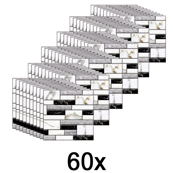 6x Adesivi murali 3D con aspetto di marmo (10 pezzi) | MARBLEBLOCKS