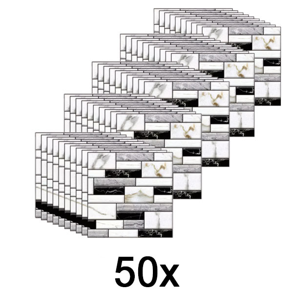 5x Adesivi murali 3D con aspetto di marmo (10 pezzi) | MARBLEBLOCKS